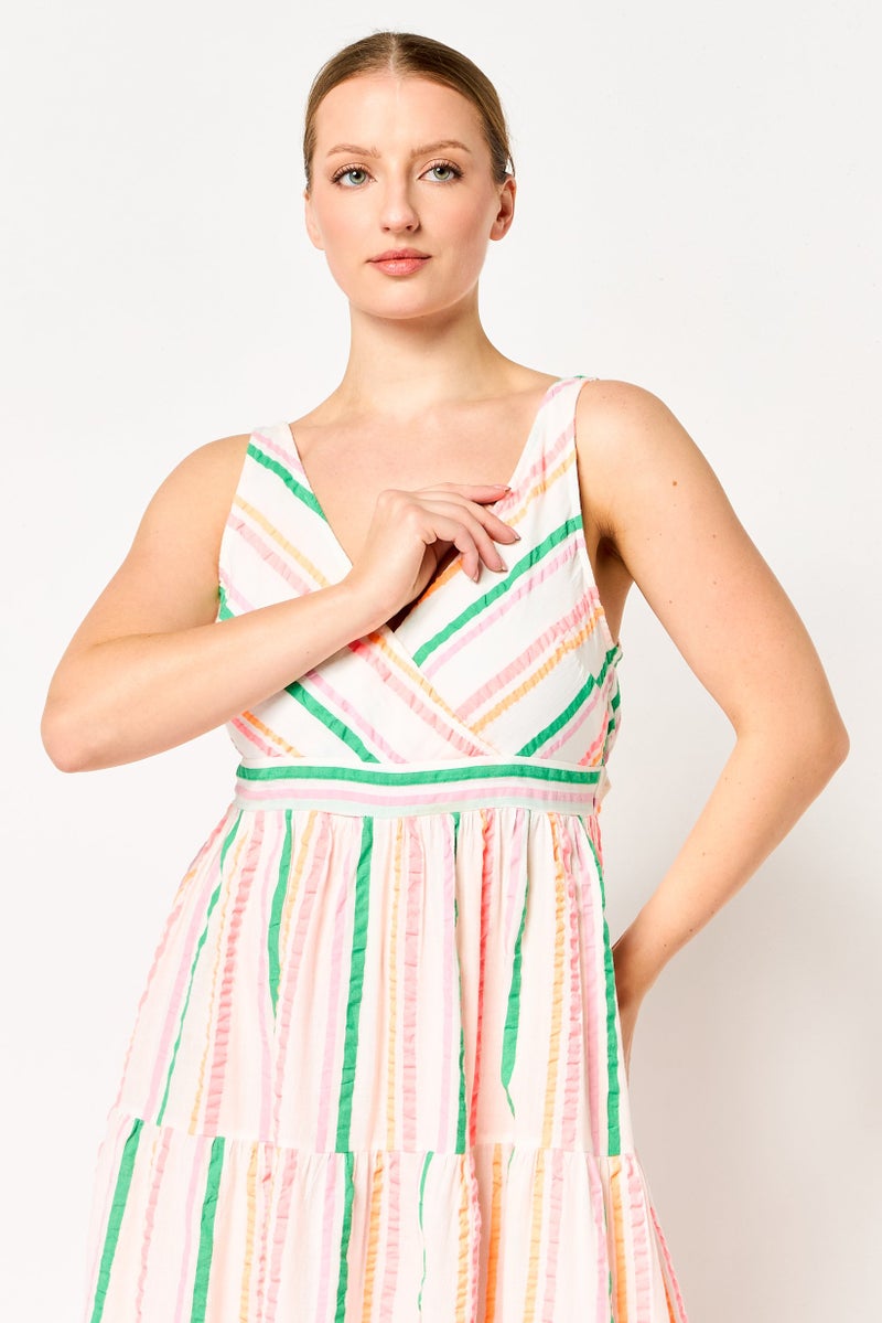 promod Women Stripe Maxi Dress, Multicolor - Image 4