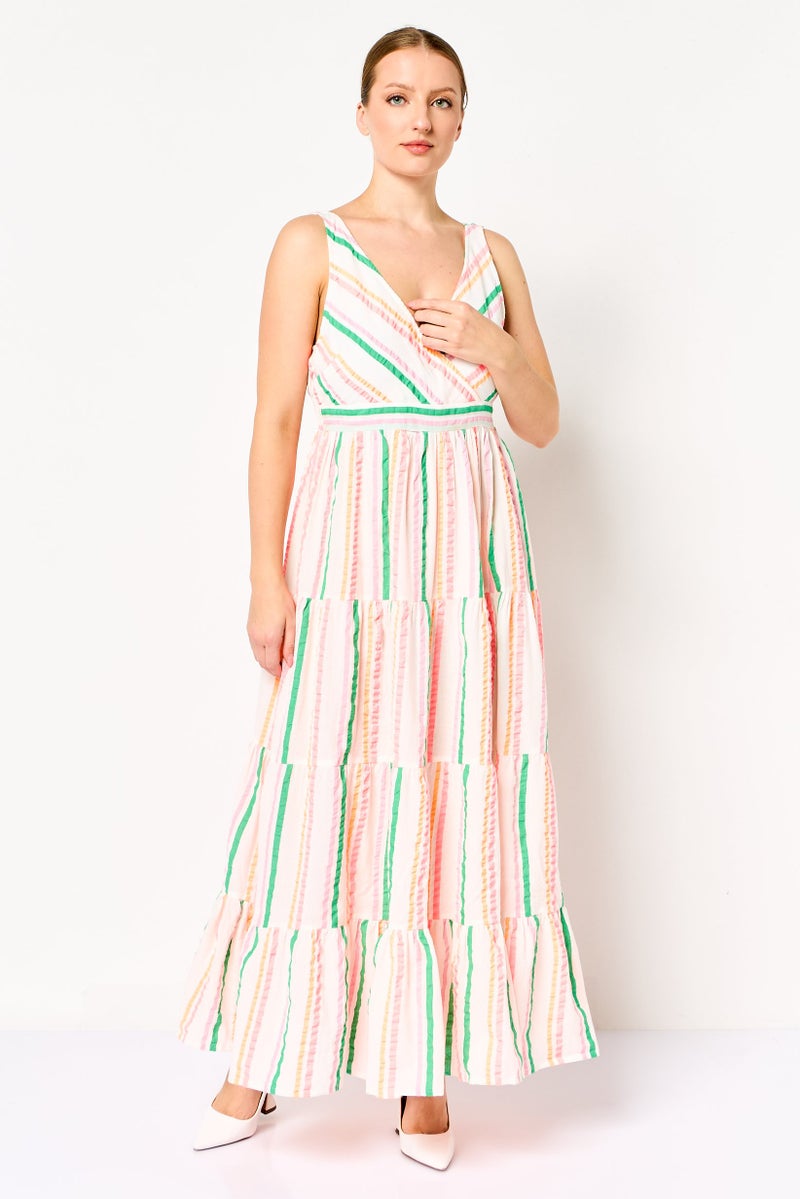 promod Women Stripe Maxi Dress, Multicolor - Image 1