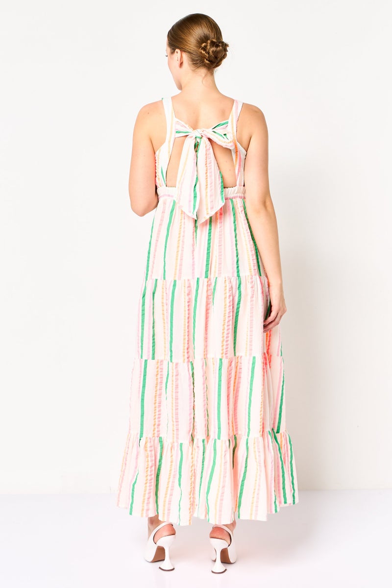 promod Women Stripe Maxi Dress, Multicolor - Image 2