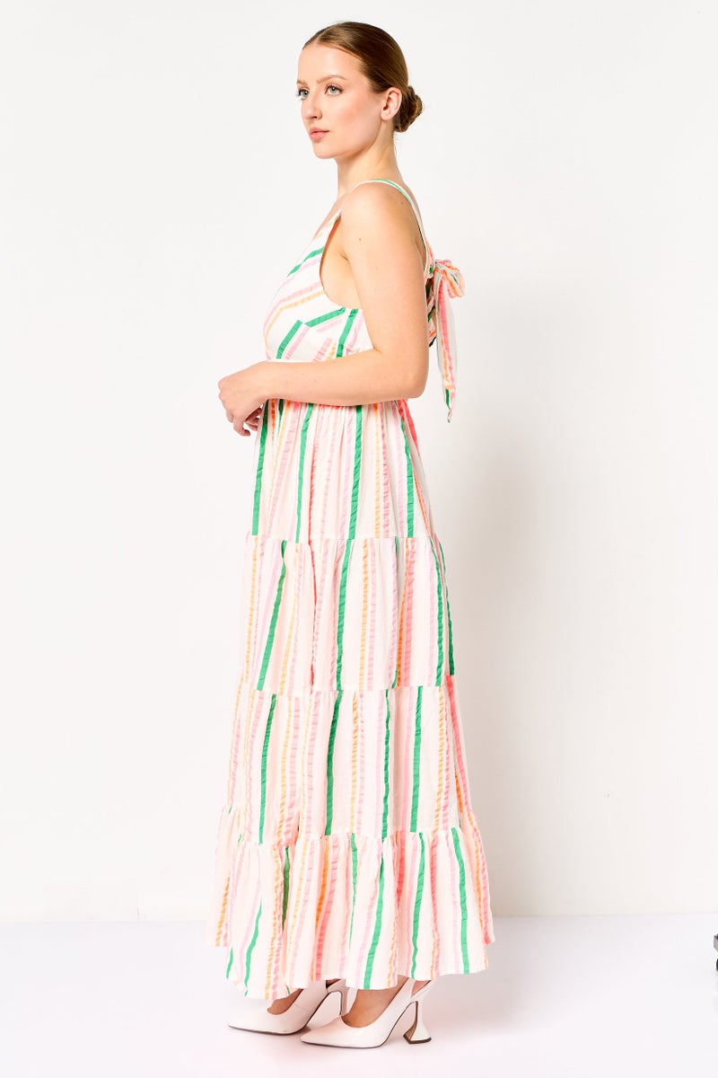 promod Women Stripe Maxi Dress, Multicolor - Image 3