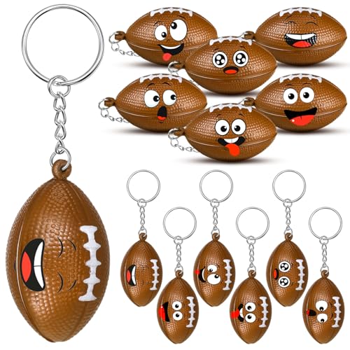 Arrowbash 12 Pcs Mini Funny Stress Balls Keychain Sport Face Keychain Stress Relief Squeeze Sport Balls team Gifts for Women Men Sport Team Players Party Favor Birthday GiftFootball - Image 1