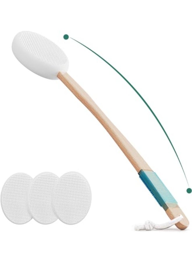 YelaJoy Back Lotion Applicator with 3 Replaceable Pads, Lotion Applicator for Back Self Elderly, Women, Sunscreen Applicator for Cream with 17" Curved Handle Easy to Target Back and Feet  - Image 1