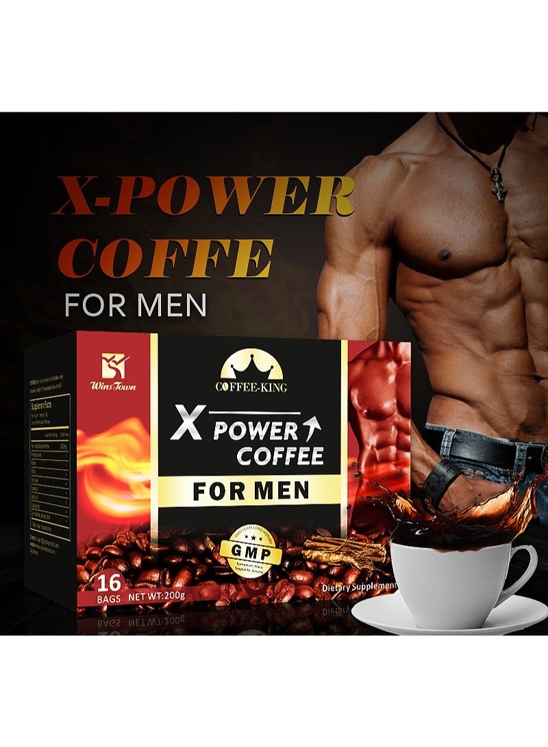 Wins Town X Power Coffee for Men,Maca Coffee Powder,Dietary Supplement,16 Bags  - Image 4