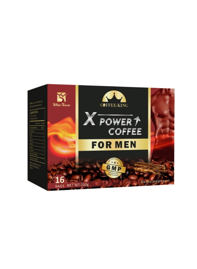 Wins Town X Power Coffee for Men,Maca Coffee Powder,Dietary Supplement,16 Bags  - Image 1
