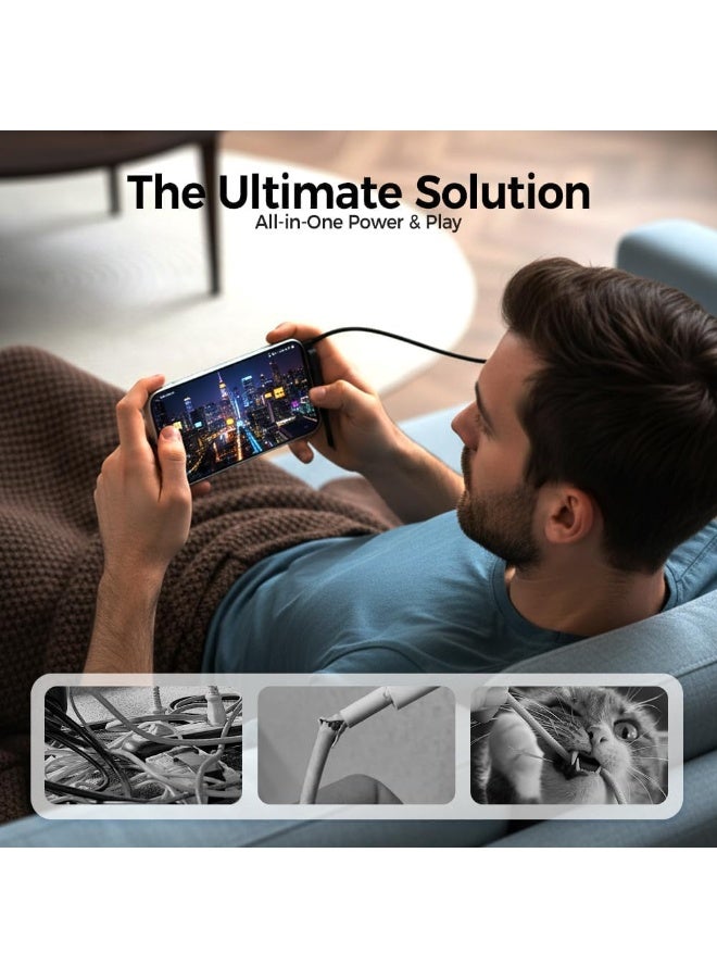 TIGER 240W Fast Charging Type-C to Type-C Cable with Rotatable Phone Holder Stand, 360-Degree Rotation, 1.5M Sideway Gaming Charger for Smartphones, Tablets, Laptops & USB-C Devices - Image 5