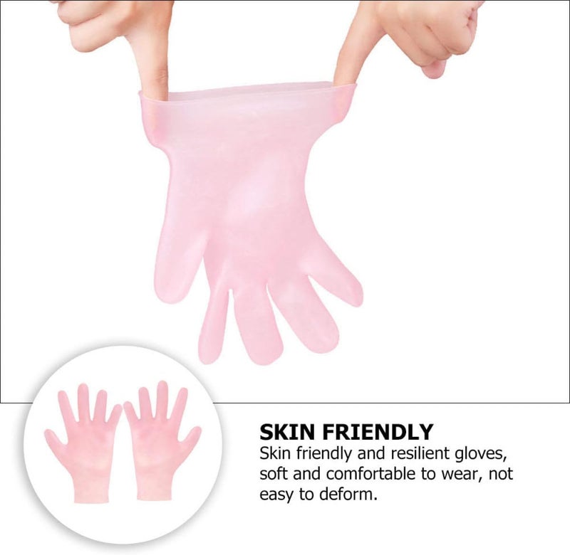 2 Pairs Moisturizing Gloves Pink Skin-Friendly Exfoliating Hand Care for Dry Cracked Hands Prevent Dryness Whiten Smooth Fine Lines Wrinkle Repair Practical - Image 3