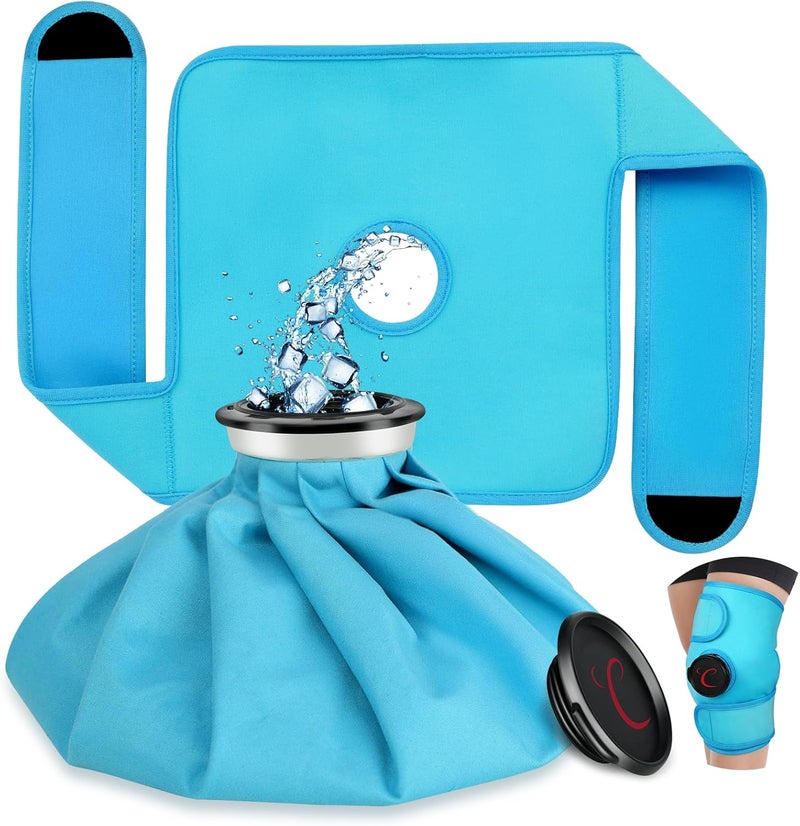 غطاء ثلجي للركبة من كومفيتمب، أكياس ثلج قابلة للارتداء للإصابات قابلة لإعادة الاستخدام، مؤهلة لـ FSA HSA، جراحة استبدال الركبة، تمزق الغضروف، تدوم 1 ساعة، علاج طبيعي ساخن وبارد للرياضيين والتهاب المفاصل