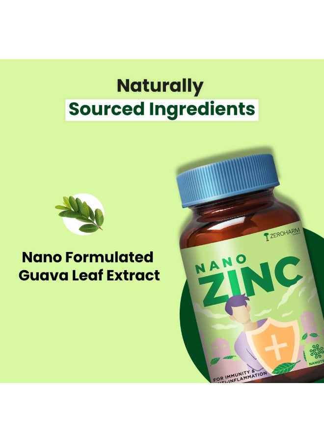ZEROHARM Zinc Tablets | Guava Leaves Extract | 600mg per Serving | Nano Formulated Zinc For High Absorption | Immunity, Skin, Hair, Bone, Vision & Cognitive Health | For Men & Women | 120 Veg Tablets - Image 2