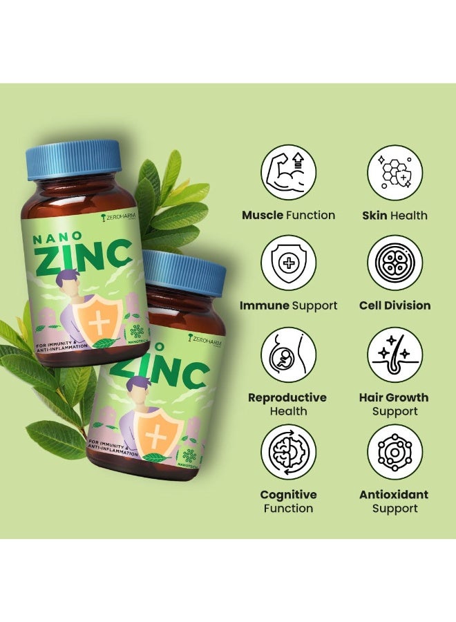 ZEROHARM Zinc Tablets | Guava Leaves Extract | 600mg per Serving | Nano Formulated Zinc For High Absorption | Immunity, Skin, Hair, Bone, Vision & Cognitive Health | For Men & Women | 120 Veg Tablets - Image 4