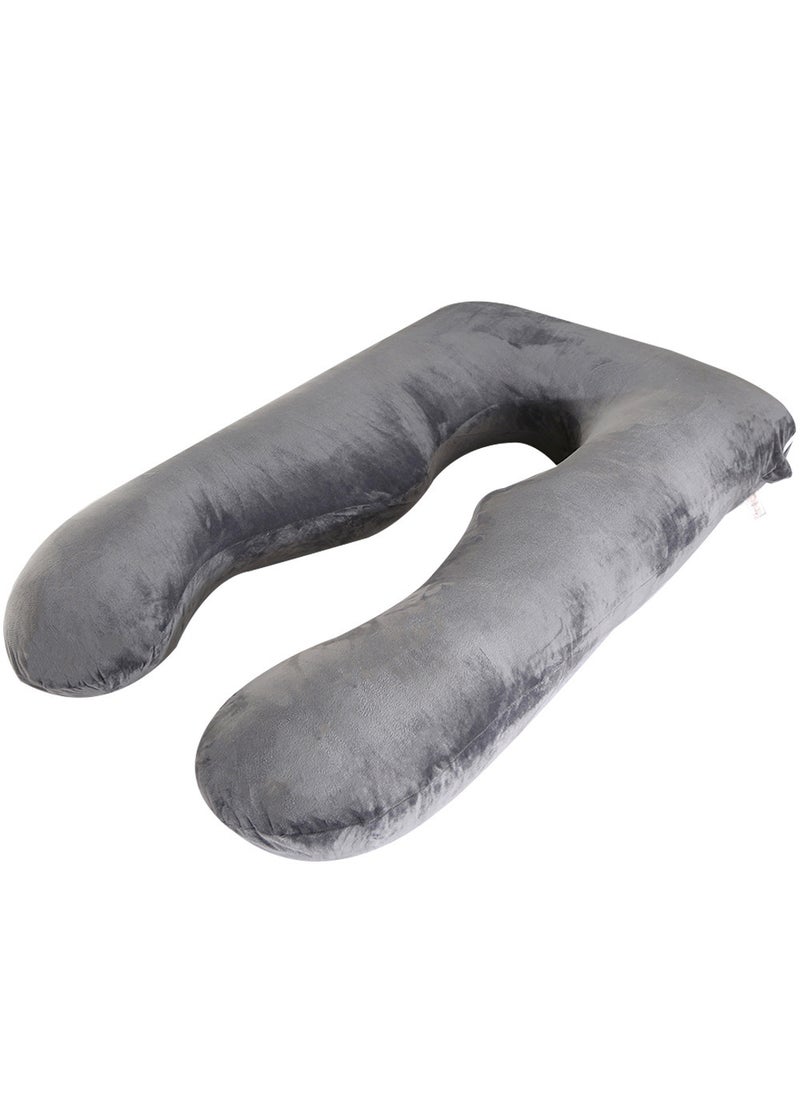 Generic - Cotton Multi-Functional U-Shaped Pregnancy Pillow Black-Crystal Velvet - Image 1