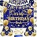 Halema Blue and Gold Birthday Decorations for Men Boys Women Bruh Its My Birthday Decorations Gold Blue Happy Bday Banner Balloons Backdrop Hanging Swirls Confetti Cake Topper Party Decor for Men Boy Bruh - Image 2