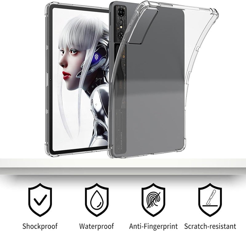 كاست ويف جراب لجهاز Red Magic Nova اللوحي، رفيع وخفيف الوزن ومقاوم للخدش، غطاء من المطاط السيليكوني TPU المتين لحماية Nubia Red Magic Nova مقاس 10.9 بوصة شفاف - Image 2