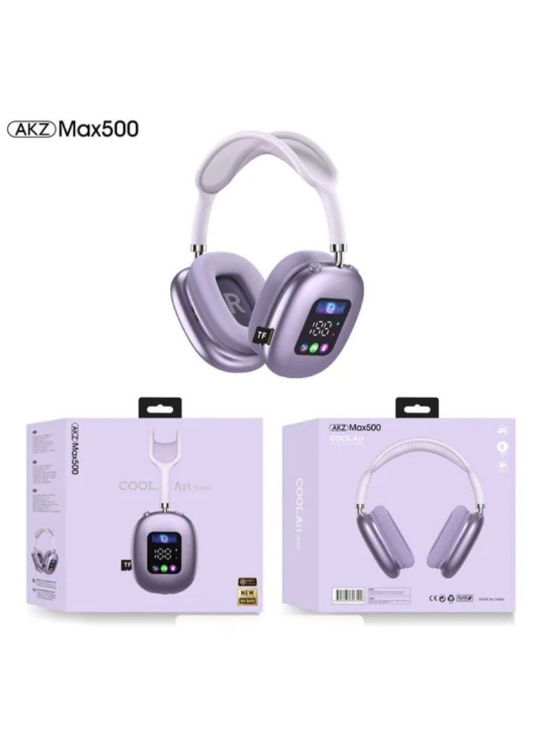 AKZ Max500 Wireless Bluetooth Headphones with Hi-Fi Sound LED Display and Volume Control Key - Image 2