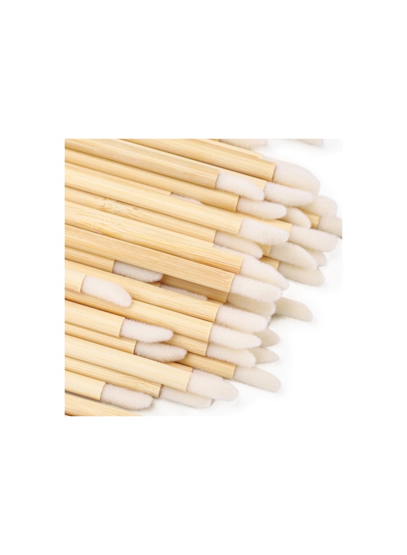 100 Pcs Disposable Bamboo Handle Lip Brushes - Versatile Applicators for Lip Gloss, Lipstick, and Concealer - Durable, Portable Makeup Tools for Effortless Application. - Image 2