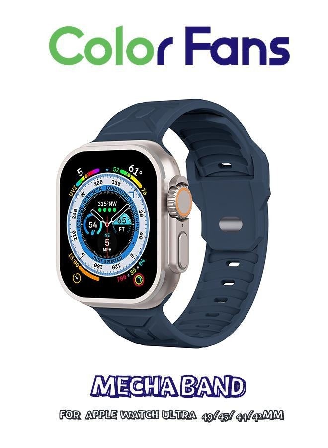 Color Fans Soft Silicone Sport Band for Apple Watch Ultra (49mm, 45mm, 44mm, 42mm) - Deep Blue - Replacement Strap for iWatch Series 8, 7, SE, 6, 5, 4, 3, 2, 1 - For Men and Women