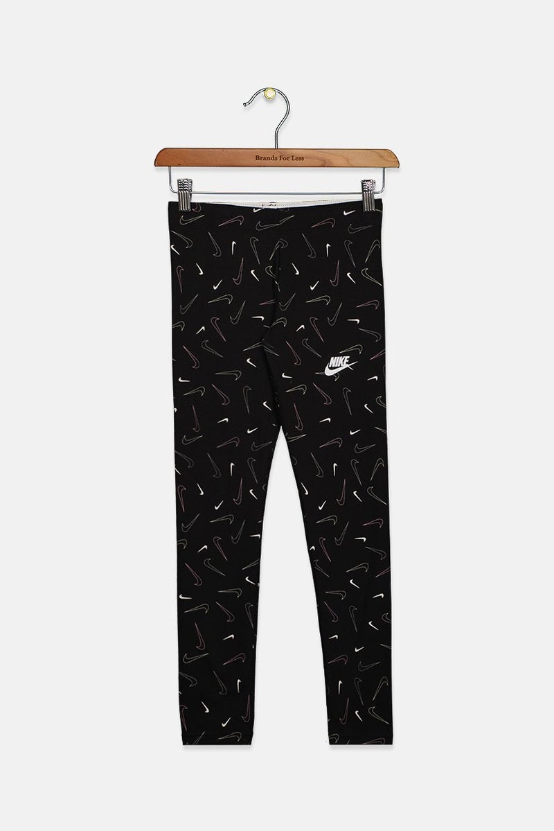 Nike Kids Girl Pull On Printed Leggings, Black - Image 1