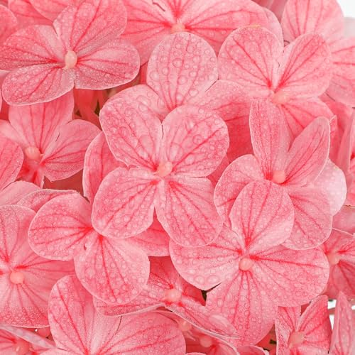 DILATATA Ture Touch Artificial Hydrangea Flowers Arrangement in Glass Vase with Faux Water Real Touch Soft Petals Pink Mixed Color Fake Flower Centerpiece for Dining Table Wedding Party Farmhouse Home Decor - Image 3
