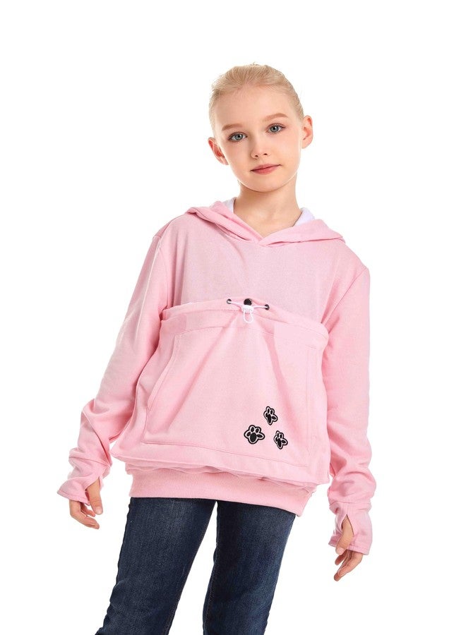 ALYC Boys Girls Hoodies - Pet Holder Kitten Puppy Carriers Pullover Long Sleeve Cat Ear Sweatshirt with Removable Inner Pouch Pink - Image 1