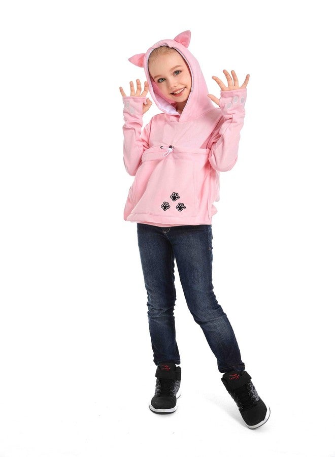 ALYC Boys Girls Hoodies - Pet Holder Kitten Puppy Carriers Pullover Long Sleeve Cat Ear Sweatshirt with Removable Inner Pouch Pink - Image 3