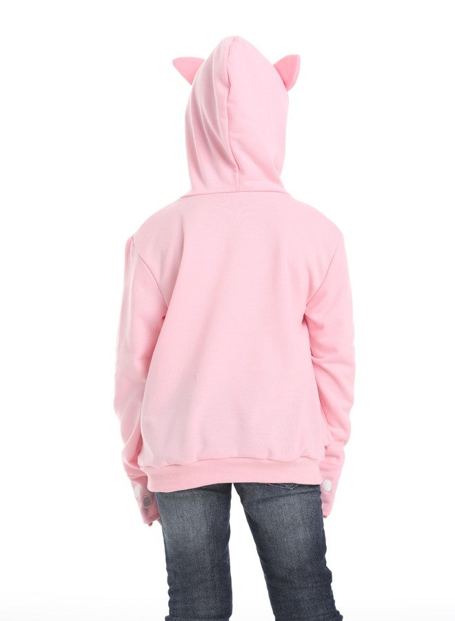 ALYC Boys Girls Hoodies - Pet Holder Kitten Puppy Carriers Pullover Long Sleeve Cat Ear Sweatshirt with Removable Inner Pouch Pink - Image 4