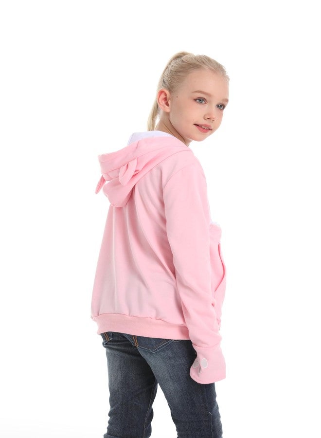 ALYC Boys Girls Hoodies - Pet Holder Kitten Puppy Carriers Pullover Long Sleeve Cat Ear Sweatshirt with Removable Inner Pouch Pink - Image 2