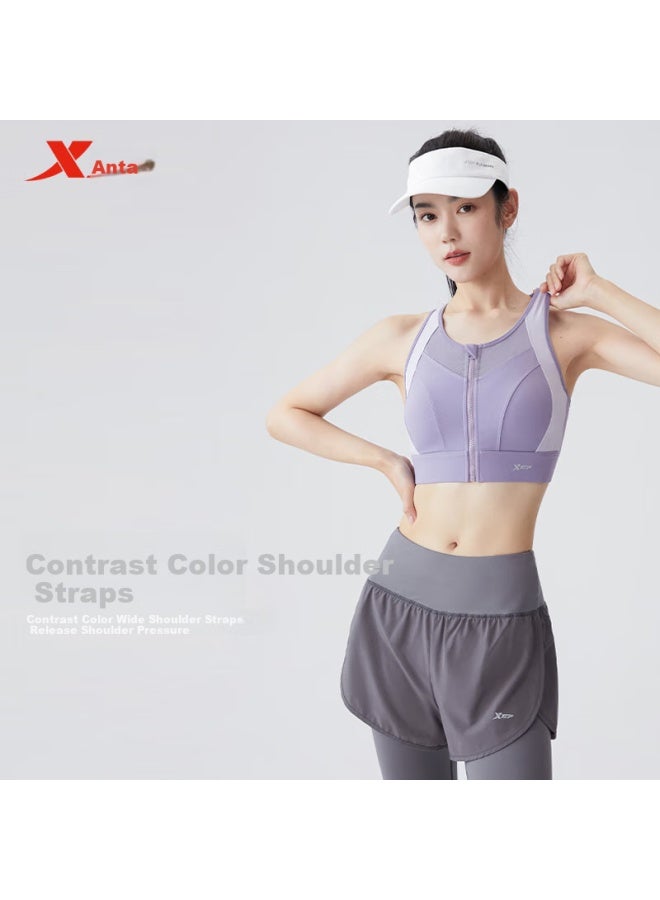 XTEP Xtep Women's Sports Bra With Front Zipper Shockproof High Strength Outerwear Bra Chest Binder Running Yoga Fitness Vest  - Image 3