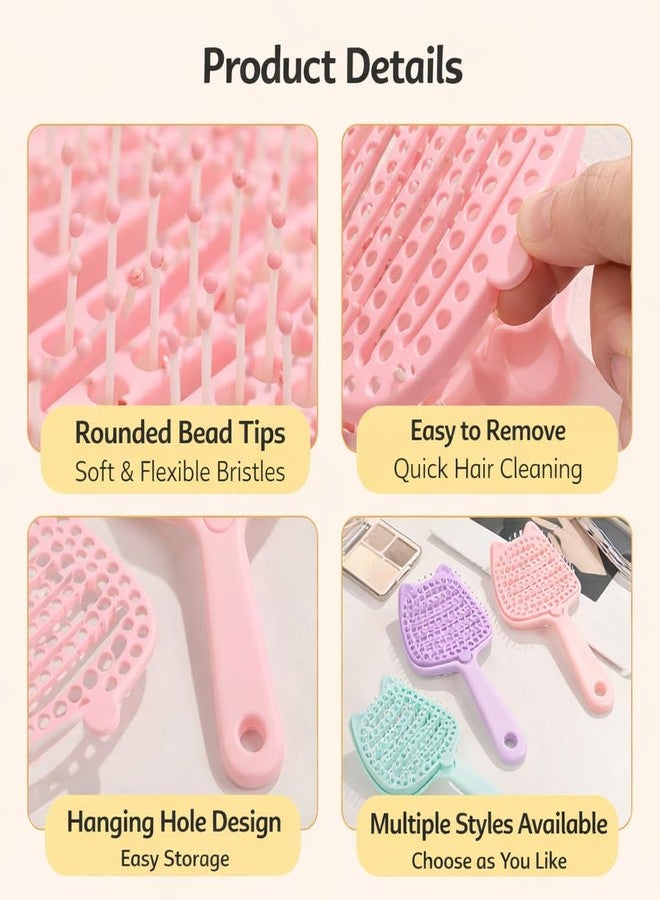 Hexwell فرشاة هيكسويل لفك تشابك الشعر بقاعدة قابلة للإزالة لسهولة التنظيف، فرشاة مجداف مضادة للكهرباء الساكنة للشعر الكثيف والمجعد والمبلل، شعيرات لتدليك فروة الرأس، جودة صالونات التجميل الاحترافية (أخضر نعناعي) - Image 3