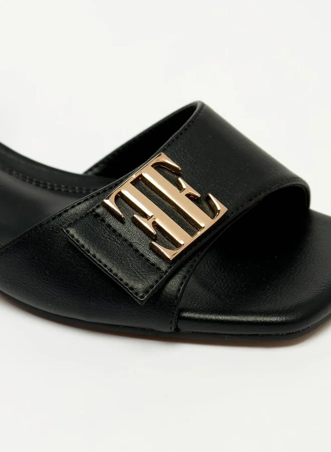 ايل Women's Solid Sandals with Buckle Closure and Block Heels