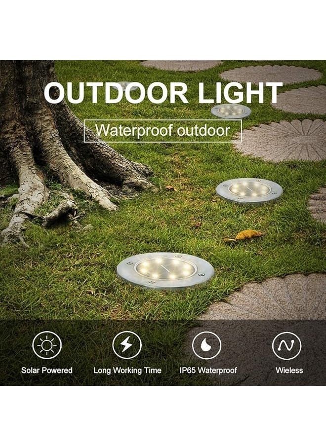 erorex - Cyy 8 Pack Solar Ground Lights 8 Led Solar Lights Outdoor Waterproof Solar Garden Lights Disk Lights Landscape Lighting For Lawn Ground Pathway Yard Driveway Walkway Patio Warm White - Image 1