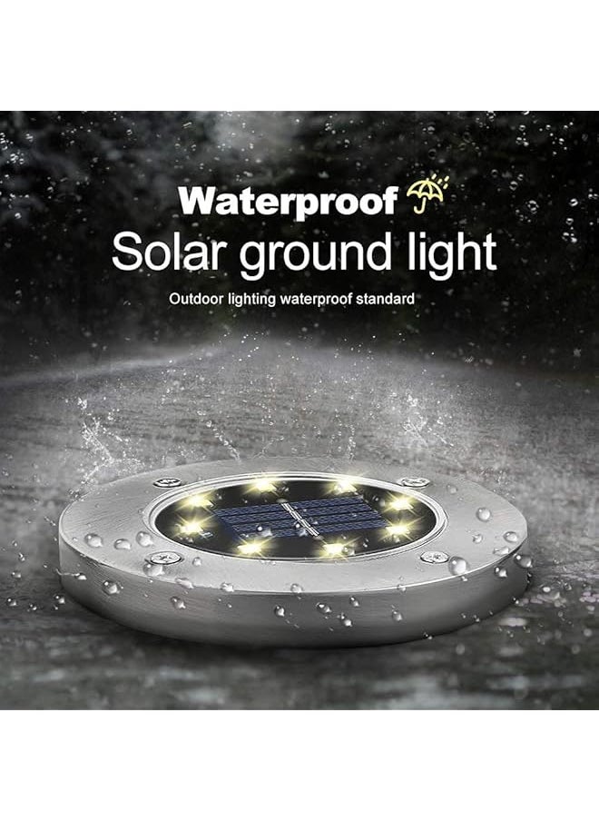 erorex - Cyy 8 Pack Solar Ground Lights 8 Led Solar Lights Outdoor Waterproof Solar Garden Lights Disk Lights Landscape Lighting For Lawn Ground Pathway Yard Driveway Walkway Patio Warm White - Image 1