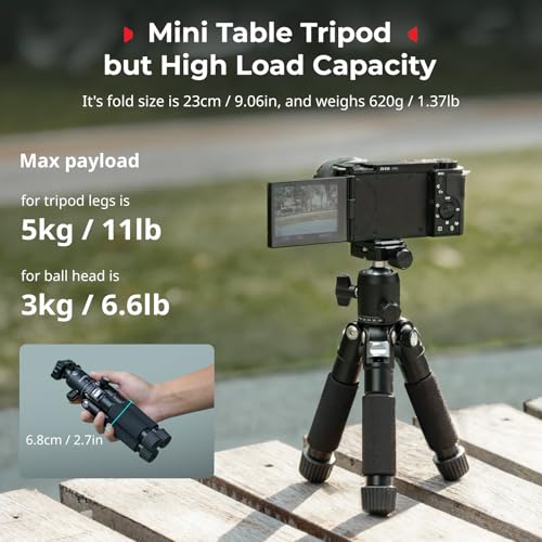 SmallRig VT20Pro 212 538cm Mini Tripod for Camera and Phone Aluminum Alloy Small Desktop Tripod with 360 Ball Head Table tripods Load Up to 11lb 5kg - Image 3