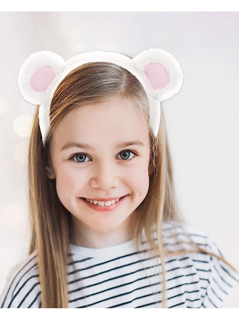 SYOSI 3 Pack Fluffy Bear Ears Headband lovely Animal Ears Hairdband Headwear Fun Shower Makeup Hair Hoop for Girls Womens - Image 5
