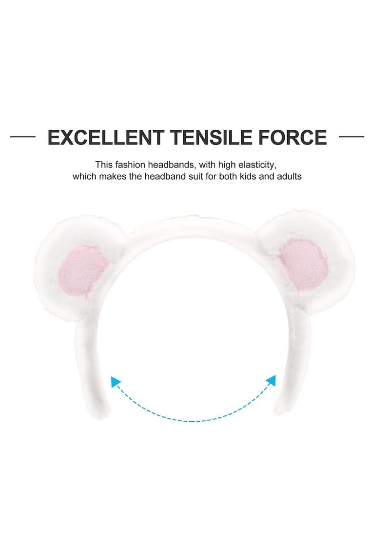 SYOSI 3 Pack Fluffy Bear Ears Headband lovely Animal Ears Hairdband Headwear Fun Shower Makeup Hair Hoop for Girls Womens - Image 2