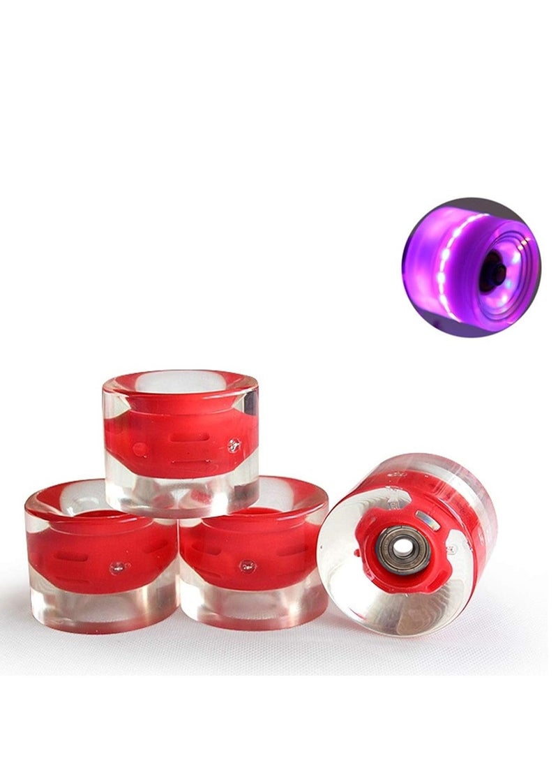 Generic 60x45MM 78A LED Light Skateboard Wheels With Bearings 4PCS With T-Tool, Red  - Image 3