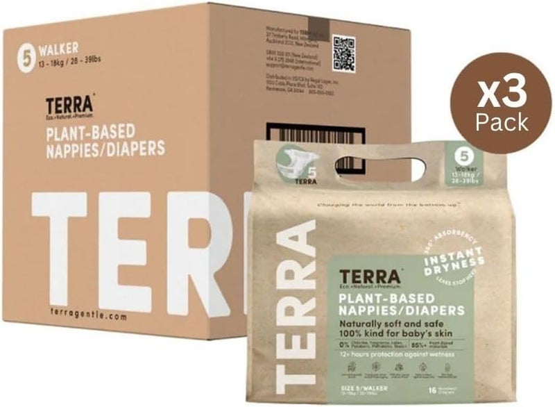 Terra حفاضات تيرا بحجم 5 مصنوعة من مواد نباتية - عبوة من 3 - Image 1