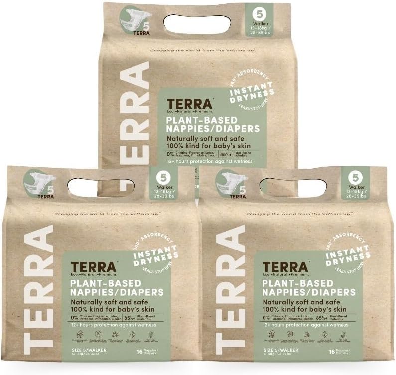 Terra حفاضات تيرا بحجم 5 مصنوعة من مواد نباتية - عبوة من 3 - Image 2