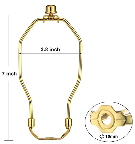 Qc Lamp Shade Holder, 2 Set 7 Inch [Heavy Duty] Lamp Harp Holder with 3/8 Standard Saddle + Lamp Finial Caps for Table and Floor Lamps (Polished Brass) - Image 3