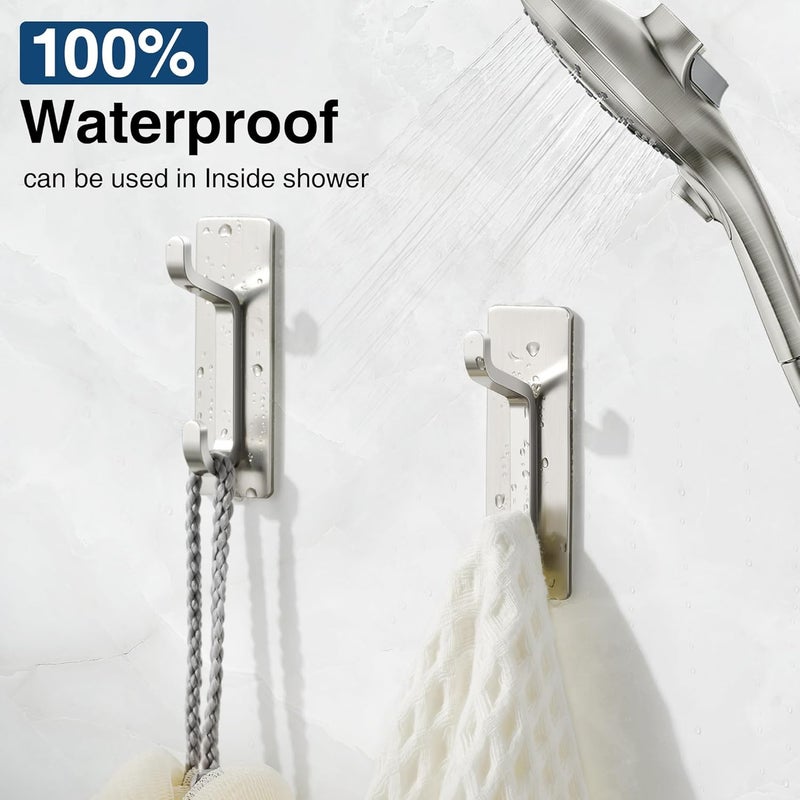 pickpiff Storage transit efficiency build Adhesive Wall Hook, Bathroom Towel Rack, Kitchen Dishcloth Hanger, Adhesive Coat Rack, Wall Mount Without Drilling, Waterproof, Rustproof, Silver, 4 Pieces Post-order arranged dispatch - Image 5