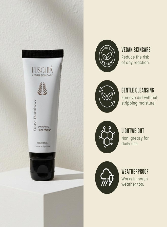 Fuschia Bare Bamboo Exfoliating Face Wash | Vegan Skincare for Oily Skin Women | 50g/1.76fl.oz - Image 5