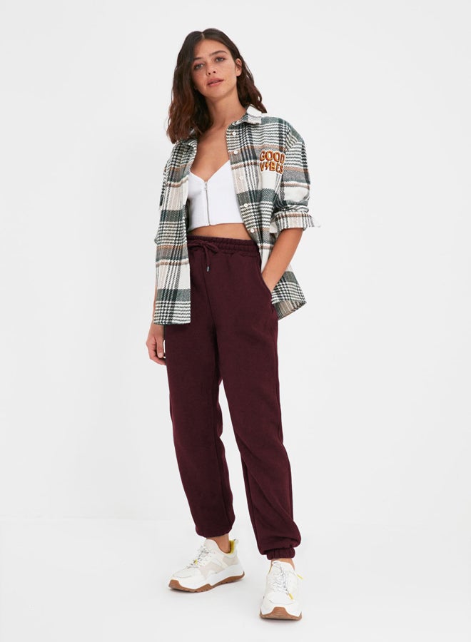trendyol Claret Red Thick Polar Fleece Basic Knitted Sweatpants TWOAW22EA0468  - Image 3
