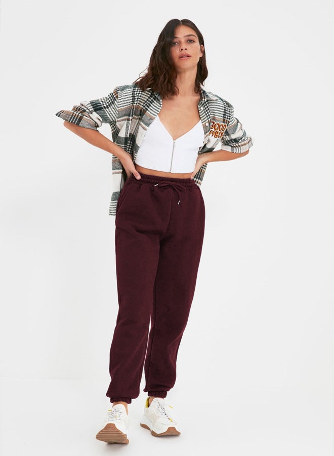 trendyol Claret Red Thick Polar Fleece Basic Knitted Sweatpants TWOAW22EA0468  - Image 2