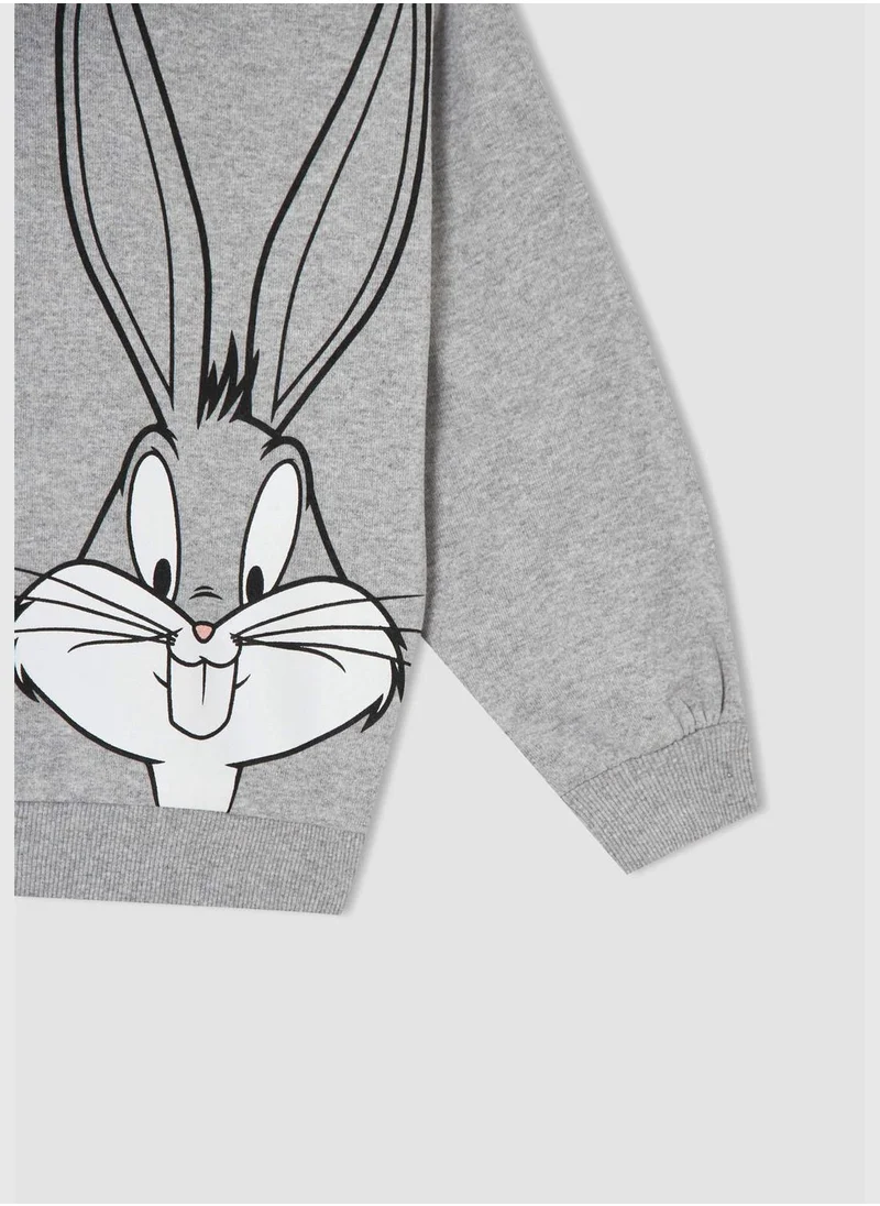 DeFacto Licensed Bugs Bunny Long Sleeve Hooded Sweatshirt