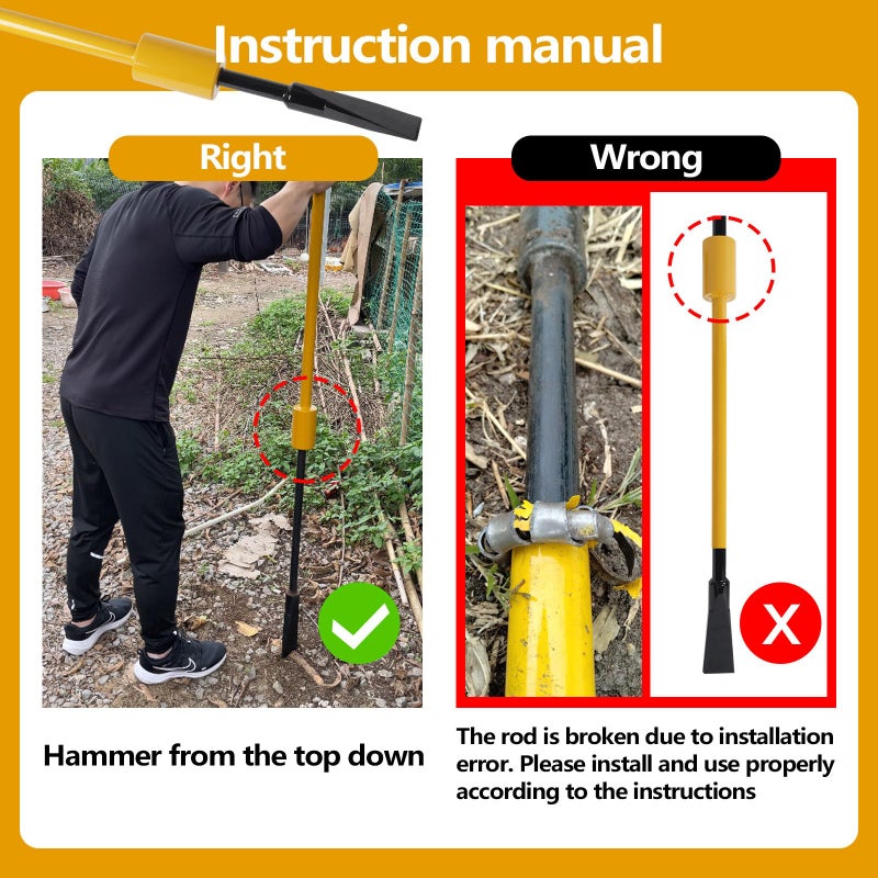 Smarkey Root Cutting Tool, Hole Digging Tool, Tamping Bars, Garden Remover Tool for Bamboo Tree Roots Rocks Shrubs Bushes Stumps - Heavy Duty - Image 5