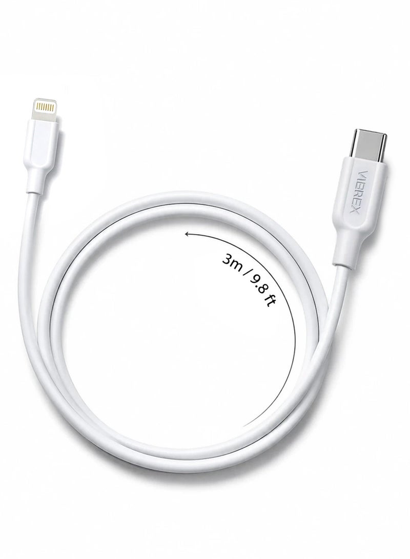 Vierex VC-3 Type-C to Lightning Fast Charging Data Cable 20W Power Delivery USB C to iPhone Charger Cable, 3M - Image 5