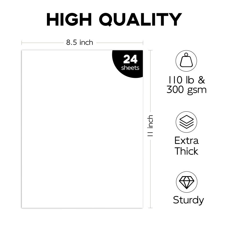 Goefun Heavy Weight 110lb Cover Cardstock White Certificate paper, Goefun 24 Pack White Card Stock 8.5x11 for Cards Making, Office Printing, Paper Crafting - Image 2