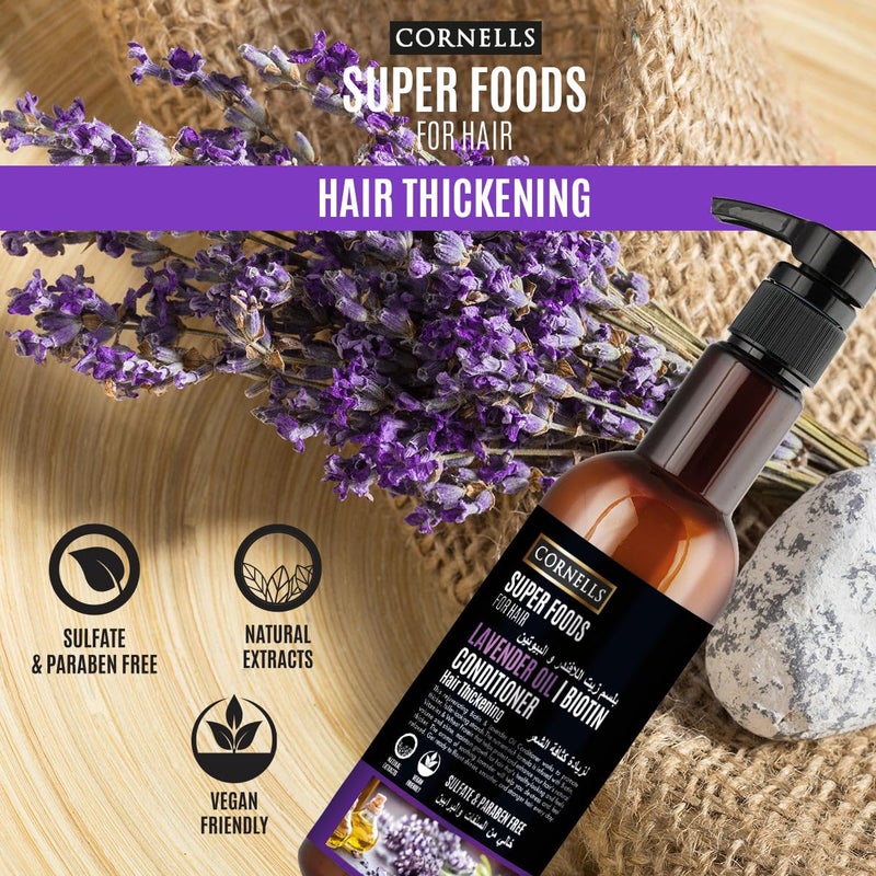 Cornells Wellness Super Foods For Hair Care Lavender Oil & Biotin Conditioner 500ml, Improves Hair Thickness Conditioner, Clean & Gentle Formula, Sulfate-free, Paraben-free, For All Hair Types - Image 3