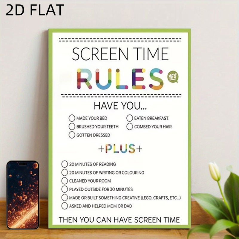 ملصق غير مؤطر بحجم 12×16 بوصة، قواعد وقت الشاشة للأطفال - Image 4