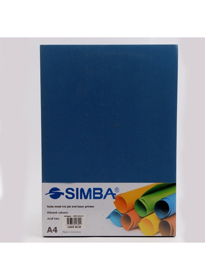 SIMBA PHOTOCOPY PAPERS 160 GM 100 PAPERS DARK BLUE A4