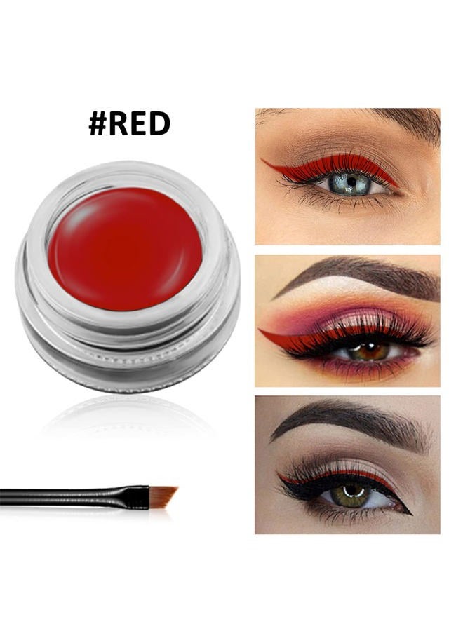 Erinde Red Gel Eyeliner, Waterproof Long Lasting Cream Eyeliner Gel Pot, High-Intensity Pigments Smudge-Proof Eye Liner Makeup, Water-Resistant Eyeliner with 2PCS Brushes 12# Red  - Image 2