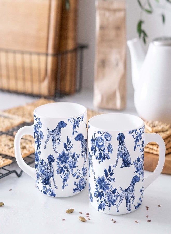 RVEAFA Pointers Blue French Toile Mug Cup, German Shorthaired Pointer Lover Gifts for Women, Blue Chinoiserie Toile Coffee Cup for Pointer Mom, Dog Lovers Tea Coffee Mug Birthday Gifts for Dog Owners - Image 3